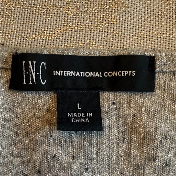 INC International Concepts Short Sleeve Knotted Top - Gray glittery. - Picture 2 of 8